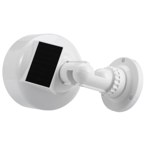 Rubik Dummy CCTV Security Camera Solar & Battery Powered with Flashing Red LED & Warning Sticker Sign, Fake Surveillance Indoor Outdoor Waterproof Dome Camera for Home Office