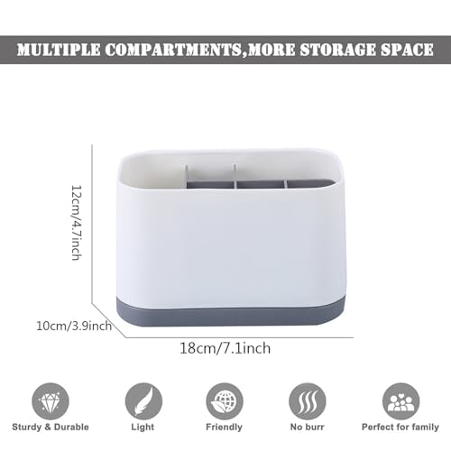 Qniceone Toothbrush Holder for Bathroom, 6 Slots Plastic Detachable Toothbrush and Toothpaste Organizer for Easy Cleaning Multi-Functional Storage Makeup Brush Razor Holder Countertop Organizer(Grey)
