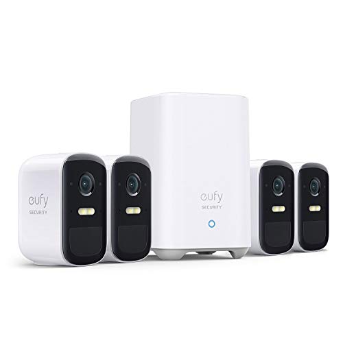 eufy Security, eufyCam 2C Pro 4-Cam Kit, Wireless Home Security System with 2K Resolution, 180-Day Battery Life, HomeKit Compatibility, IP67, Night Vision, and No Monthly Fee.