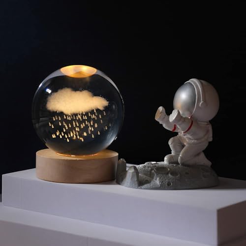 Defsedar 3D Galaxy Crystal Ball Night Light, LED Light Base, Starry Sky Projection, Kids Bedroom Decor, Gift for Boys & Girls, Dimmable & Touch Control, Safe & Energy-Efficient (Style 4)