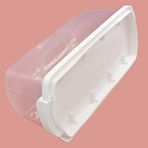 Agyvvt Bread Box with Handle Portable Loaf Cake Container Plastic Rectangular Food Storage Keeper Carrier 13inch Translucent Dome for Pastries, Bagels, Bread Rolls, Buns or Baguettes (White)