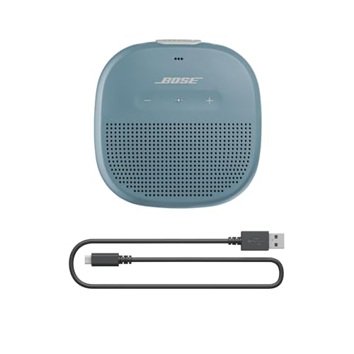 Bose SoundLink Micro Bluetooth Speaker: Small Portable Waterproof Speaker with Microphone, Stone Blue, wireless