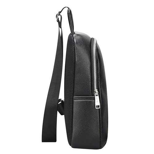 Bopai Unisex Premium Side Sling Bag Water Resistant Cow Hide Leather Crossbody Bag for Travel Office Business Casual, BO-SL901