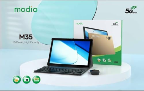 Modio M35 5G 8GB RAM 512GB 10 Inch Tablet With Keyboard Mouse And Back Cover Blue