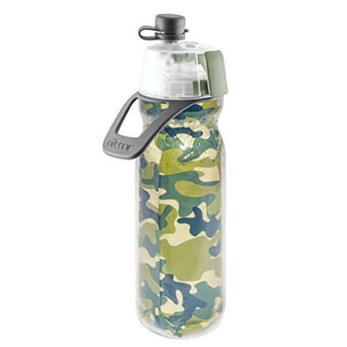 O2COOL Mist 'N Sip Misting Water Bottle 2-in-1 Mist And Sip Function With No Leak Pull Top Spout (Tie Dye Blue)
