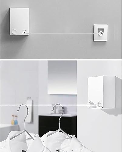 APAP Retractable Clotheslineï¼4.2m Wall Mounted Clothes Drying Line, 304 Stainless Steel Clothes Lineï¼Heavy Duty Stainless Steel Extendable Laundry Line for Indoor Outdoor Bathroom Balcony (White)