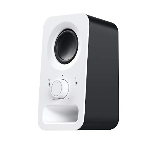 Logitech Z150 Compact Multimedia Stereo Speakers, EU Plug, 3.5mm Audio Input, Integrated Controls, Headphone Jack, Computer/Smartphone/Tablet/Music Player - Snow White