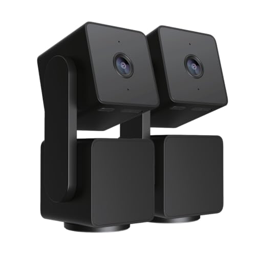 WYZE Cam Pan v3 Indoor/Outdoor IP65-Rated 1080p Pan/Tilt/Zoom Wi-Fi Smart Home Security Camera with Color Night Vision, 2-Way Audio, Compatible with Alexa & Google Assistant, Black, 2-Pack