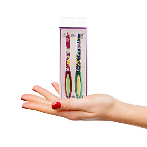The CrÃ¨me Shop Set Of 2 Manicure Pedicure Nail File Set. Durable & Easy-Grip Handles, Floral Patterns.