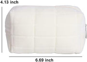LYDZTION Plush Makeup Bag Cosmetic Bag for Women,Zipper Large Solid Color Travel Toiletry Bag Travel Make Up Toiletry Bag Washing Pouch, white