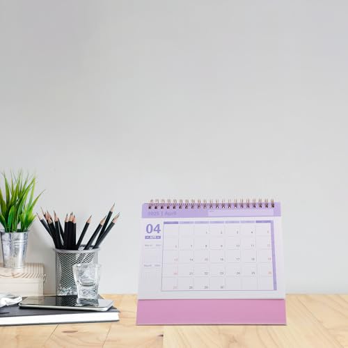 STOBOK Small Desk Calendar,2024-2025 Desk Calenda Flip Calendar Desktop Calendar Desk Tent Calendar Monthly Calendar for Home Office -Pink