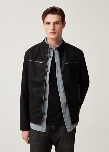 ovs Men Grand & Hills Biker Jacket With Mock Neck