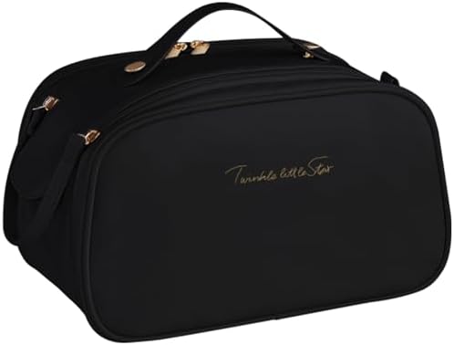 Ogetok Leather Makeup Bag for Women, Portable Travel Cosmetic Bags Zipper Make Up Pouch for Ladies Woman, Large Toiletry Organizer Bag for Toiletries Cosmetics Accessories, Black