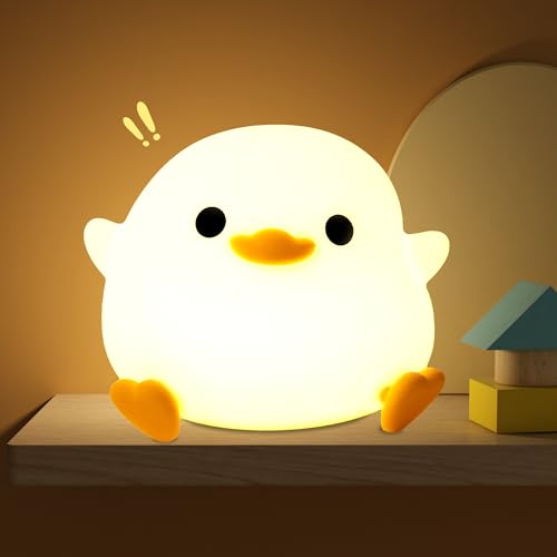 OkiyiD Duck Night Light, Cute Duck Gifts for Girl, Duck Lamp Gifts Dorm Decor Lamp for Nursery, ABS+SIL, Touch Control, Portable and Rechargeable Dimmable, Birthday Gifts for Boys Girls (DoDo Duck)