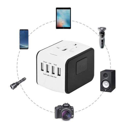 Disgian Travel Adapter, Universal International Power Adapter with 3USB Port And Type-C International Wall Charger Worldwide AC Power Plug for Multi-nation Travel UK, EU, AU Over 200 Countries (White)