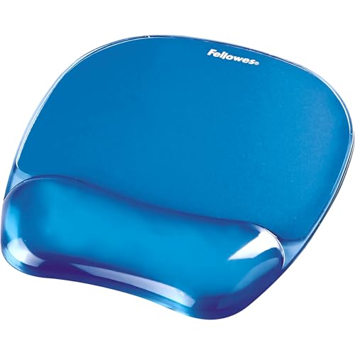 Fellowes Mouse Mat Wrist Support - Crystals Gel Mouse Pad with Non Slip Rubber Base - Ergonomic Mouse Mat for Computer, Laptop, Home Office Use - Compatible with Laser and Optical Mice - Blue