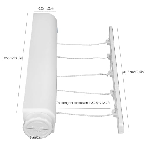 Azonee Retractable Clothesline, Heavy Duty Adjustable Cloth Hanger Rope, Plastic, 5 Lines, 39 cm