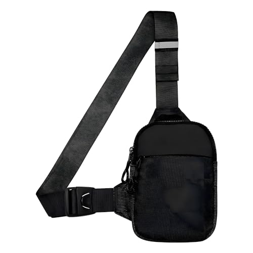 Xspring Small Sling Bag for Men, Dual Pocket Waterproof Mini Sling Bag for Men Purses, Portable Crossbody Fanny Bag with Adjustable Shoulder Belt for Runner Workout Travelling Camping
