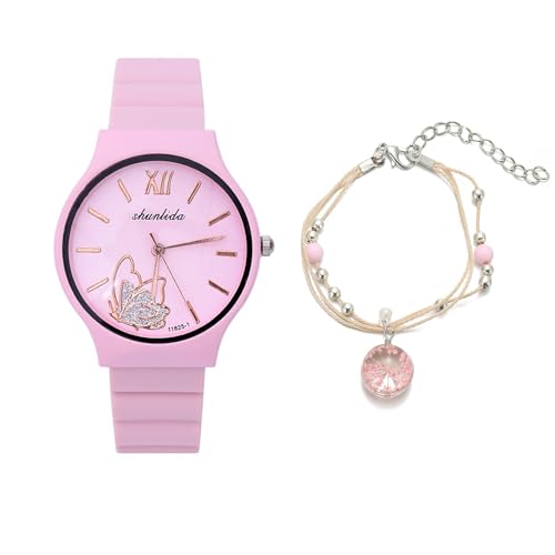 Kids Watchs for Girls Cute Cartoon Wrist Watch Gift Sport Girls Watch Outdoor Pink Watch Ideal Gift for Toddlers Children Learning Time