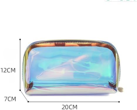 Tazweeq 3 Pieces Holographic Makeup Bag Portable Travel Iridescent Cosmetic Pouch TPU Waterproof Cosmetic Bags for Makeup Tools Organize, Women Toiletries, Travel, Pencil Case
