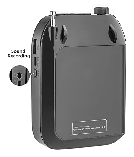 VOEMPHI UHF Wireless Voice Amplifier, 15W Rechargeable PA System (2400mAh) Bluetooth Speaker With Wireless Headset Microphone for Teachers, Tour Guide and more (Black)