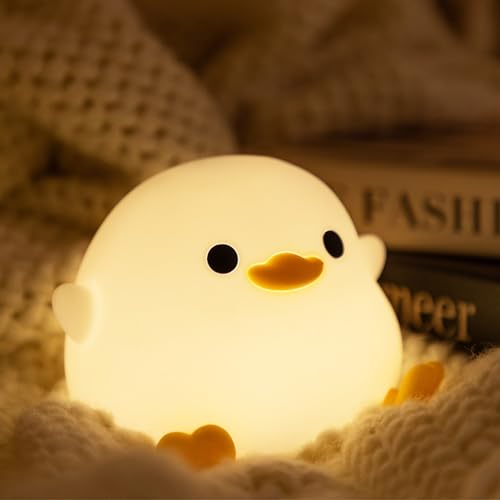 OkiyiD Duck Night Light, Cute Duck Gifts for Girl, Duck Lamp Gifts Dorm Decor Lamp for Nursery, ABS+SIL, Touch Control, Portable and Rechargeable Dimmable, Birthday Gifts for Boys Girls (DoDo Duck)