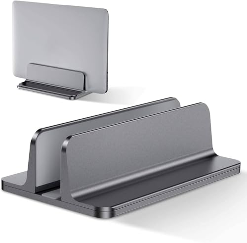 ChicAbode Vertical Laptop Stand, Desktop Aluminum Stand, with Adjustable Base Size, Laptop Computer Accessories Holder, Compatible with All Gaming Laptops, for Home and Office, Grey