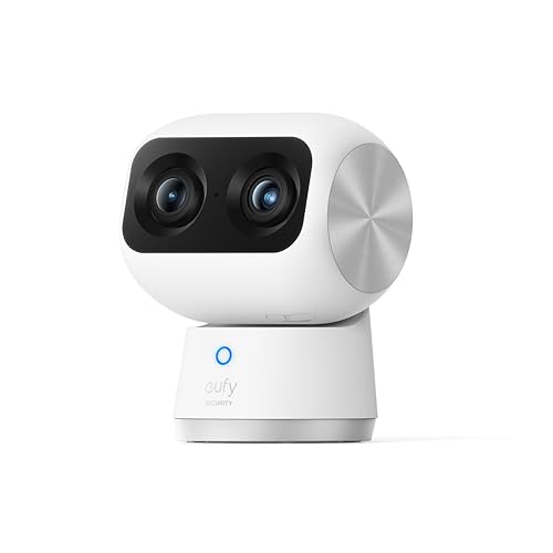 eufy Security Indoor Cam S350, Dual Cameras, 4K UHD Resolution Security Camera with 8× Zoom and 360° PTZ, Human/Pet AI, Ideal for Baby Monitor/Pet Camera/Home Security, Dual-Band Wi-Fi 6, Plug in