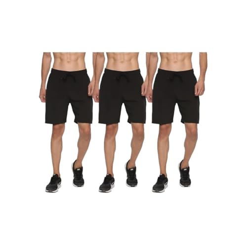RSO Outfits Men's Polyester Solid Sports Casual Shorts PACK OF 3