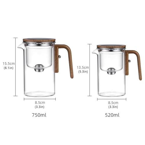 Enchanti Tea Pot,Water Separation Glass Teapot,Filter Teapot with Dual Infusers,Enchantipot Magic Tea Pot,Glass Teapot with Strainer,Infuser,Automatic Magnetic Teapotï¼Œheat Resistant (520ml)