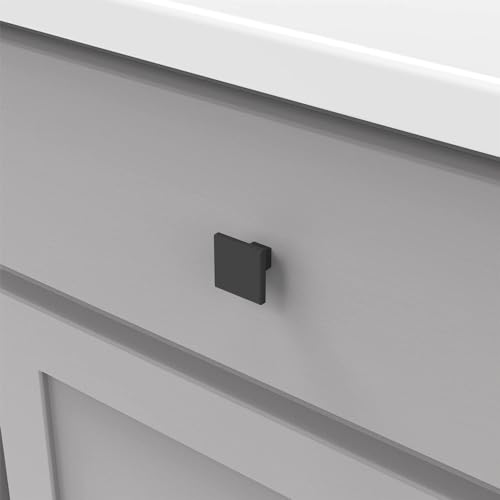 JZS Kitchen Cabinet Knobs of Square, Quality Drawer and Dresser Knob, Handle Pulls for Cabinet Doors, Bathroom Drawers,32mm,10 Pack,Matte Black
