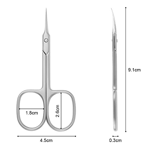URAQT Professional Stainless Steel Curved Cuticle Scissors - Sharp for Dead Skin, Manicure, Pointed Beauty Trimming - Eyebrows, Nose Hair, Finger & Toe Nail Care