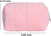 LYDZTION Plush Makeup Bag Cosmetic Bag for Women,Zipper Large Solid Color Travel Toiletry Bag Travel Make Up Toiletry Bag Washing Pouch, white