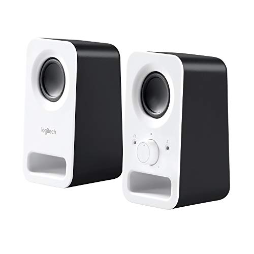 Logitech Z150 Compact Multimedia Stereo Speakers, EU Plug, 3.5mm Audio Input, Integrated Controls, Headphone Jack, Computer/Smartphone/Tablet/Music Player - Snow White
