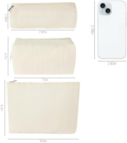 ZLFSRQ 3Pcs Checkered Makeup Bag for Women Large Cosmetic Bag Set Travel Toiletry Bag Makeup Pouch Bag for Purse Pink Zipper Storage Bag Organizer Cute Small Aesthetic Girls Car Essentials Bag