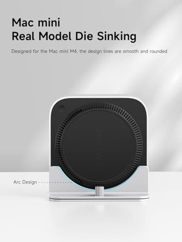 Hagibis Vertical Stand for Mac Mini M4, Aluminum Alloy Laptop Stand Anti-Slip Computer Holder Desktop Stand Compatible with M4 Chip Mac Mini Pro