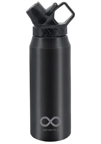 Water Bottle, Stainless Steel Flask, 950 ML/32 OZ, Double Wall Vacuum Insulated, Leak Proof, Hot and Cold, BPA Free, perfect for kids, school, office, gym and sports (Black)