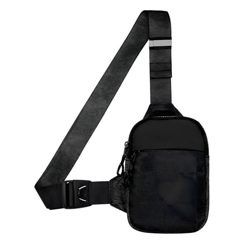 Xspring Small Sling Bag for Men, Dual Pocket Waterproof Crossbody Fanny Bag Purses, Portable Mini Sling Bag for Men with Adjustable Shoulder Belt for Runner Workout Travelling