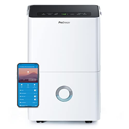 Pro Breeze 30L/Day Dehumidifier - Smart Compressor Dehumidifier with App, Wi-Fi, Continuous Drainage, 4L Water Tank, 24h Timer & Child Lock- Mould Remover & Moisture Absorber for Home & Bathroom