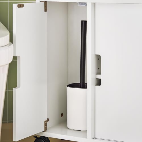 (UAE STOCK) SoBuy BZR02-W New Version Bathroom Toilet Paper Cabinet, Bathroom Storage Cabinet Cupboard on Wheels,دولاب تخزين