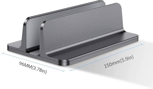 ChicAbode Vertical Laptop Stand, Desktop Aluminum Stand, with Adjustable Base Size, Laptop Computer Accessories Holder, Compatible with All Gaming Laptops, for Home and Office, Grey
