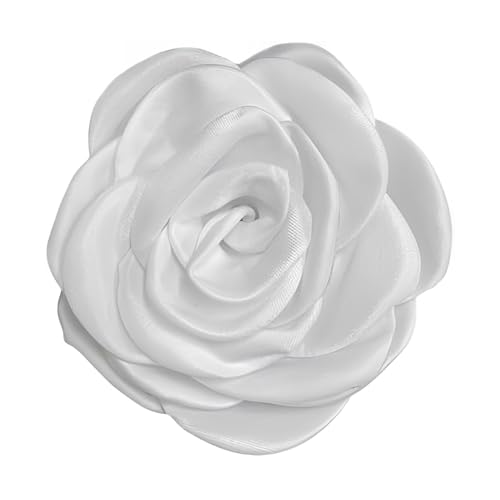 Dainty Satin Rose Flower Brooch for Weddings & Events � 10cm Handmade Fabric Floral Pin with Clip, Dual-Purpose Lapel Accessory Jewellery for Women & Men (Gift Box)