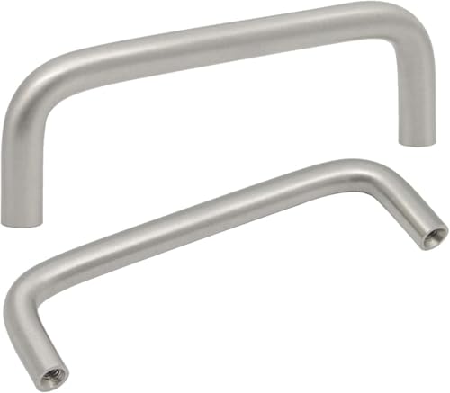 4basix Stainless Steel Solid Round Handle, 100 mm Hole Centers U-Shaped Cabinet Hardware Pull for Bedroom Bathroom Kitchen Cabinets Door (2, 100mm/4")