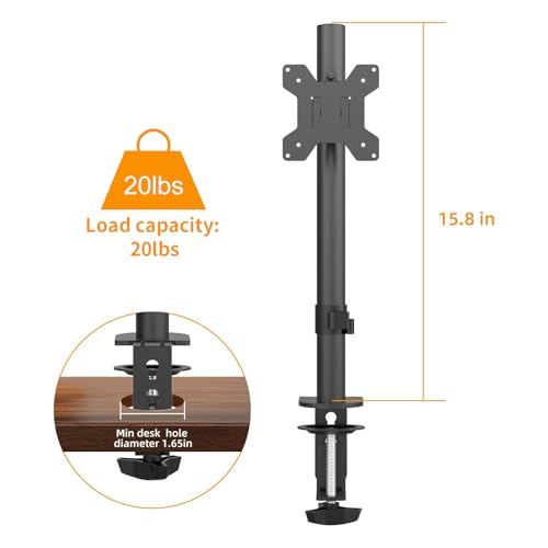 Pholiten Monitor Mount for 13-32 Inch Screens up to 10 kg, Adjustable Monitor Mount, Screen Mount Tilting, Swivelling, Swivelling, VESA 75 x 75 mm/100 x 100 mm