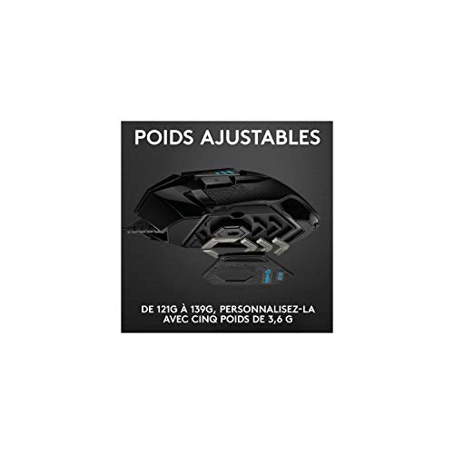 Logitech G502 HERO High Performance Wired Gaming Mouse, HERO 25K Sensor, 25,600 DPI, RGB, Adjustable Weights, 11 Programmable Buttons, On-Board Memory, PC / Mac - Black