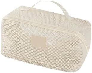 Travel Cosmetic Bag Mesh Clear Makeup Bag Women Portable Travel Toiletry Bags Makeup Organizer Bag with Handle Makeup Organizer for Travel (Green)
