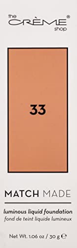 The CrÃ¨me Shop Luminous Warm Beige. Liquid Foundation Matte Finish. Lightweight Buildable To Full Coverage. Mannequin Glowy Effect. -Match Made, 33