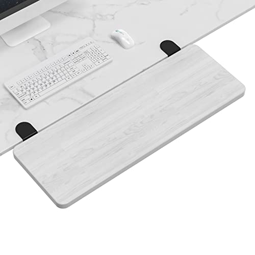 OUGIC Ergonomics Desk Extender Tray, 25.2"x9.5" Punch-Free Clamp on, Foldable Keyboard Drawer Tray, Table Mount Arm Wrist Rest Shelf, Computer Elbow Arm Support