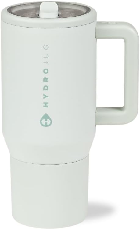 HydroJug Traveler - Modern 40 oz Tumbler with Handle & Simple Flip Straw - Car Cup Holder Friendly, Leak Resistant Water Bottle-Reusable Insulated Stainless Steel & Rubber Base - Gifts for Women & Men