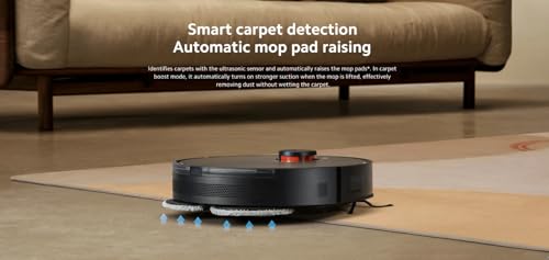 Xiaomi Robot Vacuum S20+（Black） with Auto-Raising Mop & Smart Carpet Detection, 6000Pa Suction, LDS Laser Navigation, 170min Runtime, WiFi/APP control
